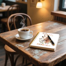 Just A Girl Who Loves Horses Spiral Notebook Journal, Cute Horse Gifts,Softcover with Removable Dividers Wire Bound Hardcover 160 Pages/80 Sheets Each, A5(8.4"x 6.4") for Girls Office Diary Book