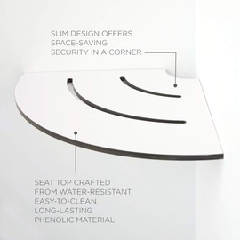 Seachrome Contour Corner Shower Seat, Solid White Phenolic