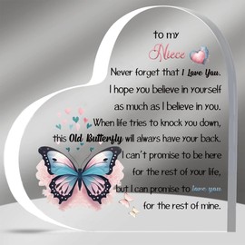 Niece Inspirational Gifts Acrylic Plaques My Girl Graduation Gift Women Birthday Christmas Appreciate Cute Butterfly Signs for Her Best Go to University Encourage Souvenirs from Uncle Auntie