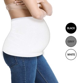 Womens Maternity Belly Band Everyday Support Band Stretch, Non Slip For Before & After Baby (1 Pcs(White), L)