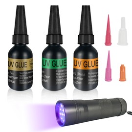 Riverruns UV Clear Glue Three Glue Formula Thick,Thin and Super Flew +12 LED Power Light Fly Tying for Building Flies Flies Heads Bodies and Wings Tack Free Special Introductory Sale!