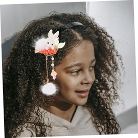 jojofuny Sparkly Hair Clips Pompom Tassel Vintage Bunny Hairpin Set for Boys and Girls Easter