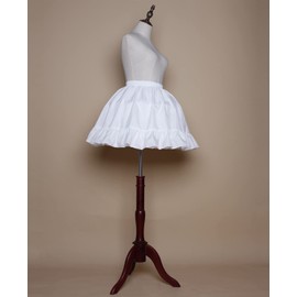 YULUOSHA Women Girls Crinoline Short Petticoat 2 Hoops Victorian Skirt Ball Gown Elastic Waist Underwear Half Slip Underskirt