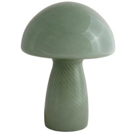 Urban Lifestyle 12" Green Striped Glass Mushroom Lamp, Modern Retro Table Lamp for Bedroom, Living Room, or Office Décor