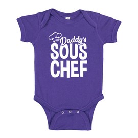 Daddy's Sous Chef Assistant Cook Baby Bodysuit Infant One Piece NB Purple