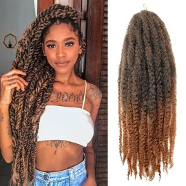 8 Packs Marley Twist Braiding Hair 24 Inches MarleyTwist Hair Long Cuban Twist Hair Marley Afro Kinky Curly Twist Brown Faux Locs Crochet Hair Synthetic Marley Hair Extensions