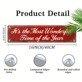It's the Most Wonderful Time of the Year Metal Sign Christmas Decor Vintage Wall Art for Winter, Home, Farmhouse Decorative Signs & Plaques 4x16 Inch