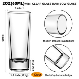 eispap 2 Ounce Shot Glasses Heavy Base, Small Liquor and Spirit Glasses, Durable Tequila Bar Glasses For Alcohol and Espresso Shots, Shooter Glass Set 2oz / 60ml (12-clear)