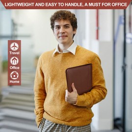 Godery Padfolio/Portfolio, Leather Zippered Padfolio Portfolio Binder 5 x 8 Legal Writing Pad, Professional Business Portfolio for Men & Women, Card Holder, Notepad Clipboard Holder (Brown-9.5 * 6.5)