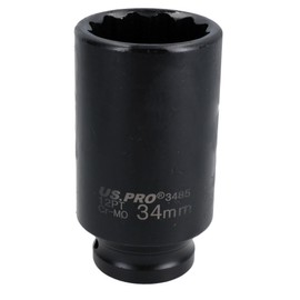 34mm Metric 1/2" Drive Deep Rear Hub Axle Spindle Nut Socket 12 Sided Bi-Hex