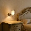 HYDELITE Vintage Gold Milk Glass Wall Sconce with White Pumpkin