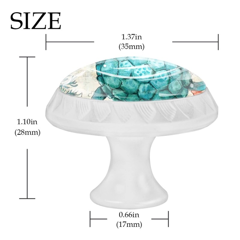 NEWzone 4 Pack Turtle Cabinet Knobs, Nautical Decorative Single Hole