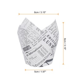 HARFINGTON 100pcs Tulip Cupcake Liners Greaseproof Baking Cups Paper Cupcake Wrappers Holders for Parties Weddings Birthdays, White with Newspaper