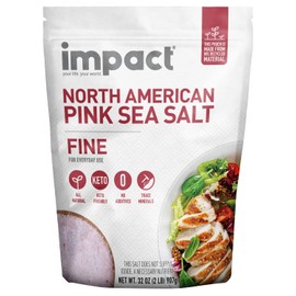 Impact - Fine Grain North American Pink Sea Salt - Low-Carb Friendly Non-GMO Gluten-Free Trace Minerals For Everyday Use Rich in Minerals - 2lb