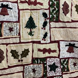 Patchwork Christmas Fabric Squares Tree Holly Cotton By The Yard Quilting Fabric