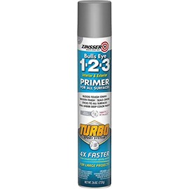 26 oz Zinsser 343748 Gray Bulls Eye 1-2-3 Interior and Exterior Primer Turbo Spray