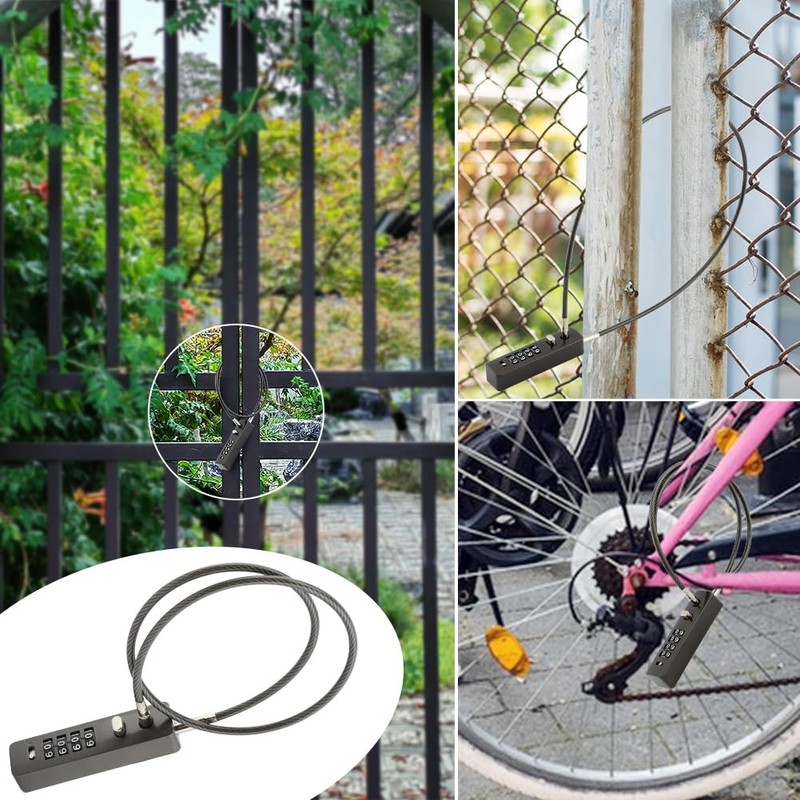 Cable Locks with Combination, Gate Locks for Outdoor Fence Gate,