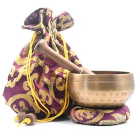 Handmade Singing bowl-Tibetan Singing bowl set-Singing bowl, Mallet and Cushion-Chakra Balance, Meditation and peace-Handmade in nepal-with Carry Bag
