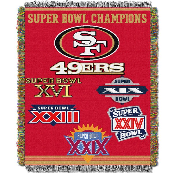 NORTHWEST NFL San Francisco 49ers Woven Tapestry Throw Blanket, 48" x 60", Commemorative