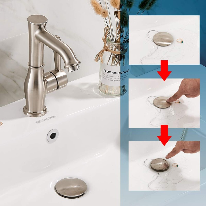 Vessel Sink Drain for Bathroom, Pop-up Drain With Detachable Basket