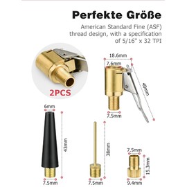 Multifunctional Valve Adapter Set, 5 Pieces, Compatible with Bosch EasyPump and Bosch EasyPump Adapter, Ideal for Car Tyres, Bicycles, Balls, Air Mattresses, Universal Application for Precise