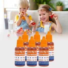 Fruit Fly Trap Refill Liquid Only, 2024 Upgrade Traps for Indoors, Efficient Gnat Killer Indoor, Fruit Bait Home, Kitchen (6, Orange)