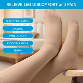 NEENCA 20-30 mmHg Compression Socks for Women, Medical Compression Socks for Circulation, Edema, Swelling, Varicose veins, DVT Prevention (Skin, Large)