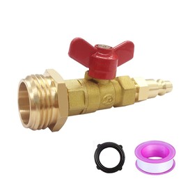 BesNPT RV Winterize Blowout Ball Valve Adapter with 1/4" Quick Connect Plug and 3/4" GHT Male for Garden Water Hose Boat Camper Trailer Sprinkler Systems Irrigation