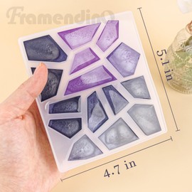Framendino - Moldes de piedra gema multifacetada de silicona de resina de vidrio, herramientas para bricolaje, joyas, velas, jabón, arcilla de hielo, colgantes