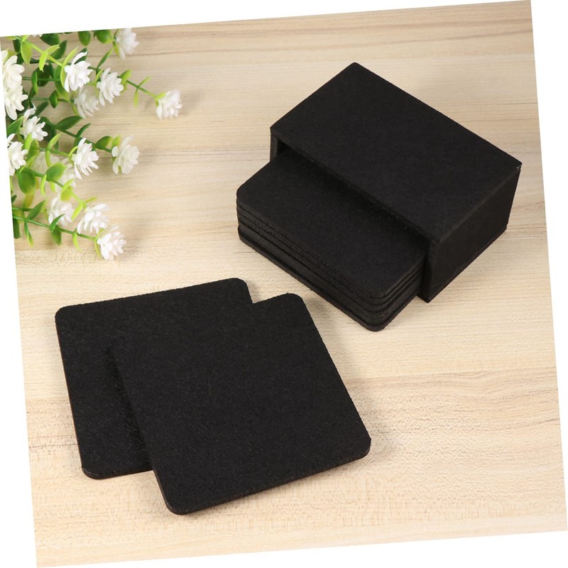 Ipetboom 8pcs Black Felt Coasters Insulation Pads Non Slip Heat
