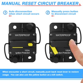 MICTUNING 100 Amp Circuit Breaker with Manual Reset 12-32V DC for Car Audio RV Marine Boat Truck Trolling Motors Manual Power Protect for Audio System Fuse