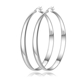 NEVEGE Silver Hoops Earrings for Women Hypoallergenic 925 Sterling Silver Hoop Earrings Thick Large Big Silver Hoop Earrings for Women 65mm