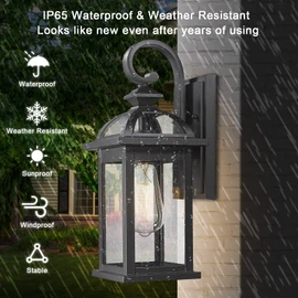 Darkaway Outdoor Lights Fixtures Wall Mount, Outdoor Wall Sconce with Seeded Glass Waterproof Outside Exterior Lights Fixture for House, Front Porch, Patio (2 Pack)