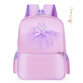 Dorlubel Cute Ballet Dance Backpack Tutu Dress Dance Bag with Key Chain Girls (Pink9 of dress)