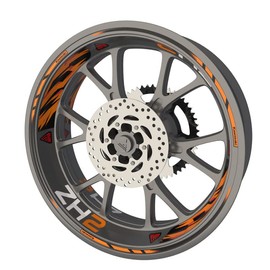 Complete Pack of Premium Quality Motorcycle Rim Stickers for Kawasaki ZH2 (2 Wheel Stickers) (Orange)