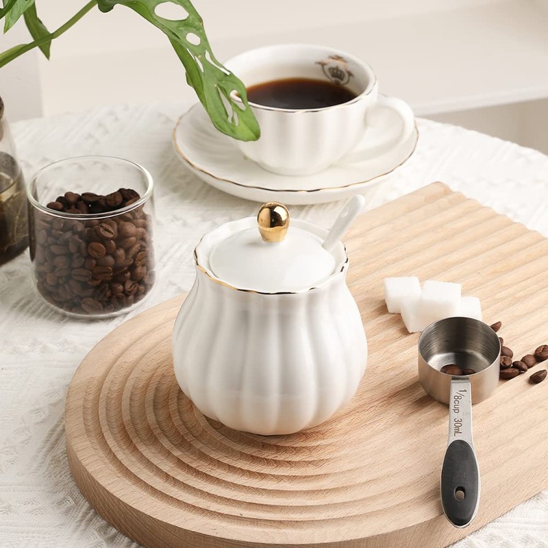 Sweejar Royal Ceramic Sugar Bowl, 12 Ounce Sugar Container with
