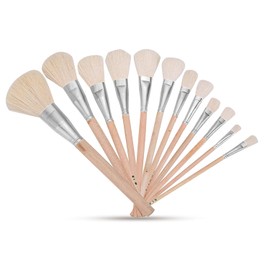 11 PCS Blending Brushes for Acrylic Painting, Wooden Handle Paint Brush Goat Hair Mop Brushes for Artist Crafts Acrylic Watercolor Oil Painting Face Body Art (11 Sizes)
