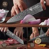 LEVINCHY Damascus Kitchen Knife Set 3 Pieces, Chef Knife/Santoku/Steak, Handmade