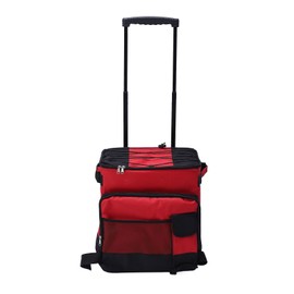 Large Capacity Rolling Cooler Box Insulated with Wheels Red for Camping Picnic