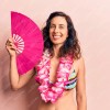 Grupo Carnavallia Abanico Grande Pericón Fucsia Plástico Truena Al Abrir
