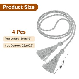 sourcing map 4 Pcs Graduation Cords, Graduation Tassel Honor Cords, 2025 Graduation Honor Cord with Tassel, Braided Cords for Graduation Bachelor Gown Sewing, Gray