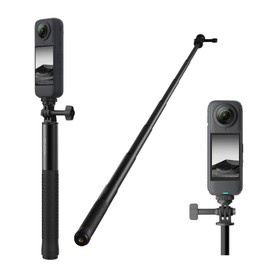 Invisible Extended Selfie Stick for Travel & Sports, 120cm/47" Aluminum Alloy Lightweight Selfie Pole, For Insta 360 X4 X3 Camera Accessories Compatible, for Selfies/Video/Daily life Vlog Recording