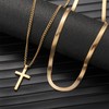 RWQIAN Cross Chain Men's Cross Necklace Stainless Steel Silver/Gold/Black Layered