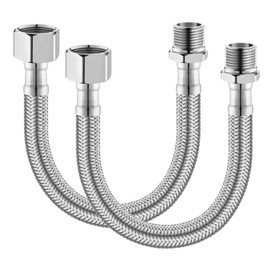 Vesaneae 2 PCS Flexible Tap Connector Pipes, Stainless Steel Shower Hose, Faucet Supply Line for Boilers Bathroom Kitchen Outdoor Sink Faucets (30 cm)