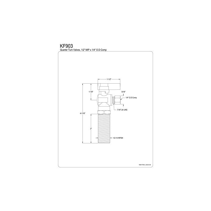 Kingston Brass KF903 1/2" MIP x 1/4" O.D. Comp Angle