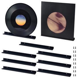 twinklemon 9PCS Vinyl Record Shelf Wall Mount 12 Inch Black Metal Record Holder Display Floating Shelves for Wall Magazine Shelf Minimalist Record Wall Storage Set for Bedroom Living Room Office