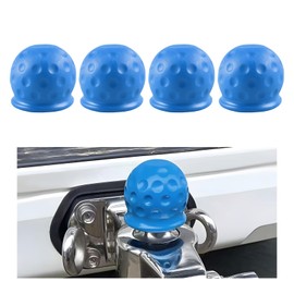 povtii 4 PCS Trailer Ball Cover, 2-Inch Rustproof Rubber Car Towing Hitch Ball Protection Cap, Waterproof & Dustproof Tow Ball Sleeve for Truck RV, Replacement Car Accessories (Blue)