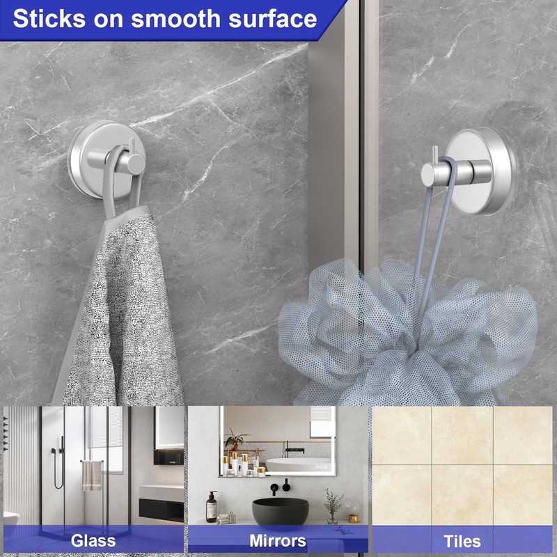 HUFEEOH Suction Cup Hooks for Shower, 2 Pack Wall Hooks
