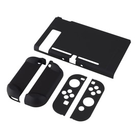 eXtremeRate PlayVital Switch Console Back Cover, NS Joycon Handheld Controller Detachable Protector Hard Shell Customized Dockable Protective Case for Switch [Black]
