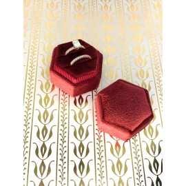 Unbranded  Velvet Ring Box Maroon Color Double Slot Hexagon Shape